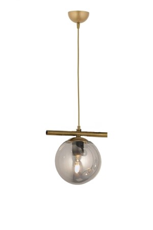 Modern Smoked Globe Glass Row Single Gold Pendant Lamp Chandelier LMBDR0091-GOLDFÜME - Lambadar