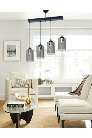 Modern Sports Model Quadruple Smoked Genuine Glass Pendant Lamp Chandelier LMBDR3568 - Lambadar