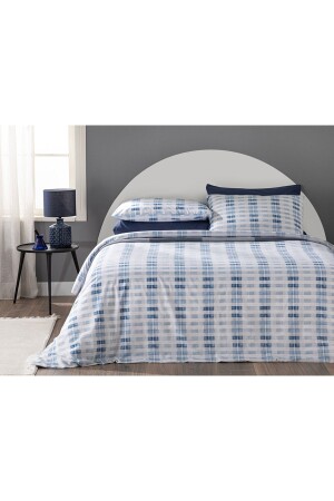 Modern Square Kolay Ütülenir Çift Kişilik Nevresim Seti 200x220 Cm Mavi TYC00819207291 - English Home