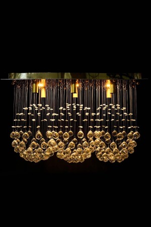 Modernes Design, 70 x 30 cm / 6 Lampen, rechteckiger Luxus-Kristallstein-Kronleuchter mit Angelschnur 1002-7030 - esenavize
