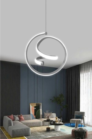 Modern Tekli Sarkıt Led Avize Antre - Oda Helezon Beyaz Işık Ledli Avize - Rscollections