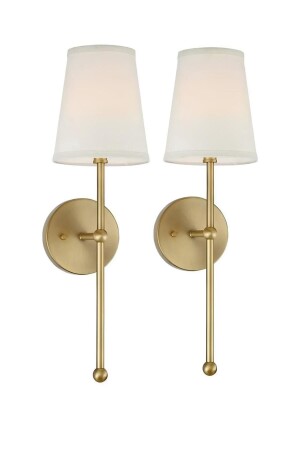Modern Wall Sconce 2 Pieces Wired Electrically Operated Cream Lampshade Antique Gold Yellow burenze07001 - burenze