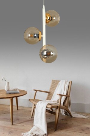 Modern White 3-Piece Honey Globe Glass Chandelier SEF121 - ŞL Şef Light