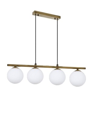 Modern White Globe Glass Four Row Gold Pendant Lamp Chandelier LMBDR0091-BLKBEYAZ - Lambadar