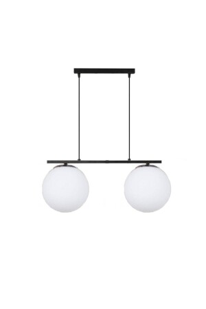 Modern White Globe Glass Row Double Black Pendant Lamp Chandelier TYC00698483999 - Lambadar