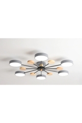 Modern Wooden Detailed LED Chandelier Set of 6 Gray 5019706129639 - SimaAvize