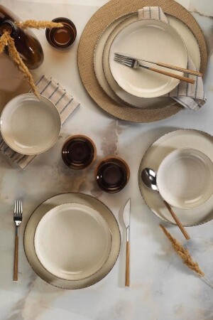 Moderna 24 Piece Dinner Set for 8 People Cinnamon MOD08YT730P02 - Kütahya Porselen