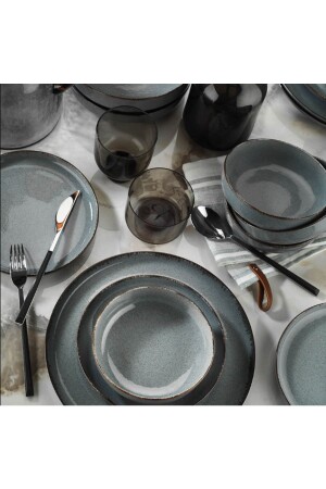 Moderna 24 Piece Dinner Set Pearl P01 Blue KTH-MOD24Y2730P01 - Kütahya Porselen