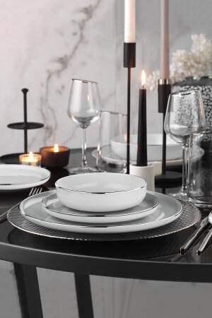Moderna 24 Piece Dinner Set Platinum Mesh MOD24Y2540220 - Kütahya Porselen