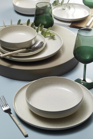 Moderna 8 Piece Dinner Set for 2 Persons Cream MOD08YS720161 - Kütahya Porselen