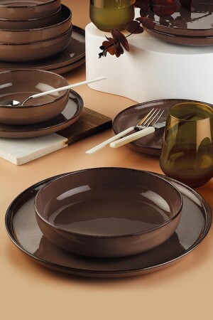 Moderna Dinner Set Pearl Milk Coffee 16 Pieces for 4 People MOD16YS730924 - Kütahya Porselen