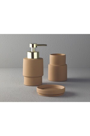Moderna Stoneware 3-Piece Bathroom Set Beige - English Home