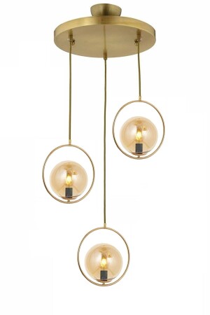 Moderne Bal Glop Glas Kreis Modell Triple Gold Pendelleuchte Kronleuchter LMBDR00401 - Lambadar