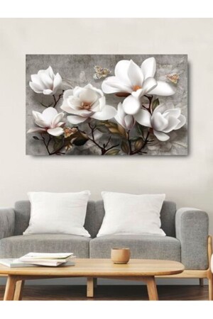 Moderne dekorative Leinwand-Wandmalerei mit weißen Blumen - Trade Ays