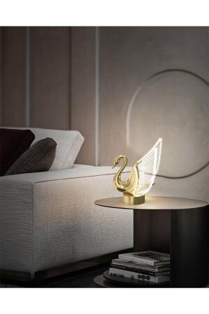 Moderne exklusive Luxus Schwan Lampenschirm Schwan Tischlampe Gold Gelb Tageslicht burenze1168 - burenze