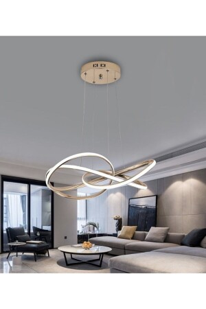 Moderne Pendelleuchte, LED-Kronleuchter mit Dimmer, goldgelb, 3 Farben, lichtgesteuert, burenze975 - burenze