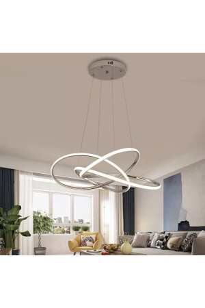 Moderne Pendelleuchte mit Dimmer, LED-Kronleuchter, Chrom, 3-farbig, lichtgesteuert, fico0702 - Fico Home