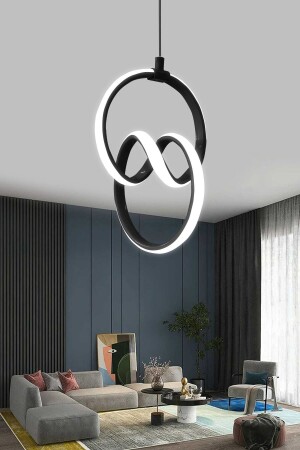 Moderne Pendelleuchte, schwarzes Gehäuse, weißes Licht, LED-Kronleuchter, 1 Jahr Garantie, charakteristischer LED-Kronleuchter - Rscollections