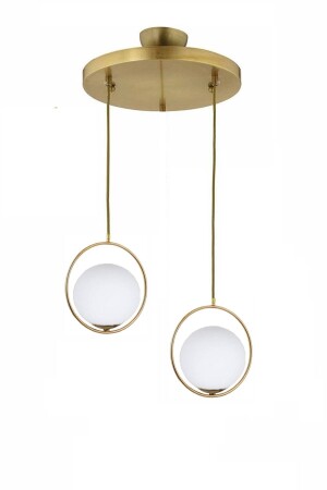 Moderne weiße Kugel-Glas-Kreis-Modell Double Gold Pendelleuchte Kronleuchter LMBDR00402 - Lambadar