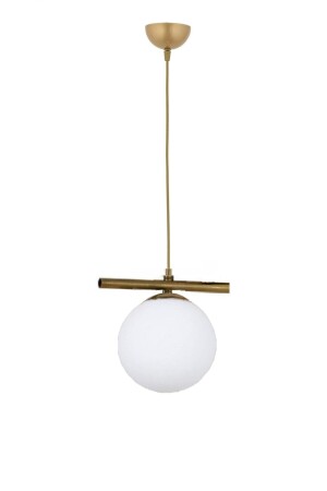 Moderne weiße Kugel-Glasreihe, einzelne goldene Pendelleuchte, Kronleuchter LMBDR0091-GOLDBEYAZ - Lambadar