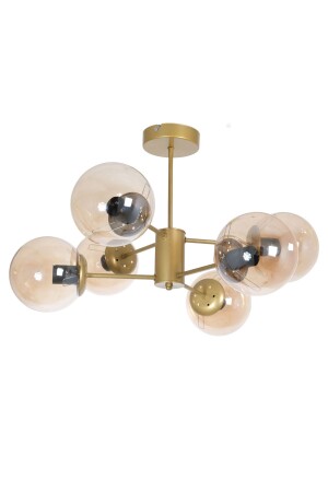 Moderner, luxuriöser Design-Kronleuchter in Antikfarbe, Honigglas, für Wohnzimmer, Küche und Schlafzimmer, 6-teilig, OSC6225 - Fer Avize