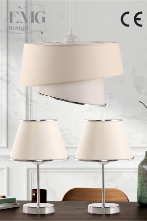 Moderner Magnolia-Kronleuchter aus Stoff und 2 Lampenschirme im Set - Emg Design