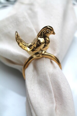 Moderner Serviettenring aus Metall mit 6 goldenen Vogelfiguren - Serviettenring Vogel6 - Emtory Home