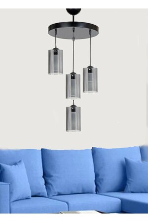 Moderner Sports Model Quadruple Smoked Echtglas-Pendelleuchte-Kronleuchter LMBDR3568 - Lambadar