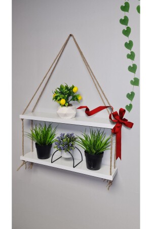 Modernes, dekoratives Design, weißes Seil, zwei Ebenen, Geschenk, Wohnzimmer, Kinderzimmer, Wandregal - Ramazan Küçük