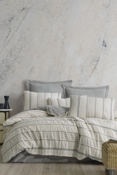 Moena Gri Çift Kişilik %100 Pamuk Naturel Nevresim Takımı M-099-01-002-02 - ZEBRA CASA