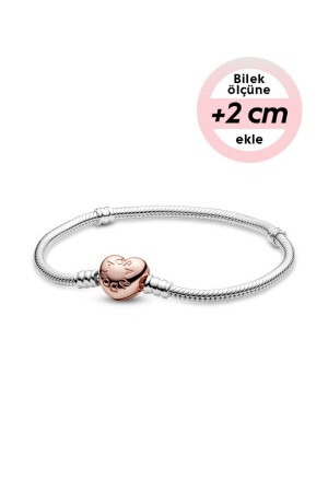 Moments Armband aus 14 Karat rosévergoldetem 925er-Sterlingsilber mit Herzclip - Pandora
