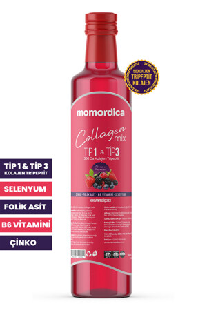 MOMORDİCA Collagen Mix - Tripeptit 500 Dalton Tip 1 & Tip 3 Kolajen, Selenyum, Folik Asit, Çinko, B6 Vitamini - Momordica