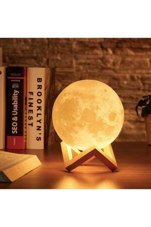 Mond-Nachtlicht, dekorativer Globus mit LED und 3D-Ständer - Touz