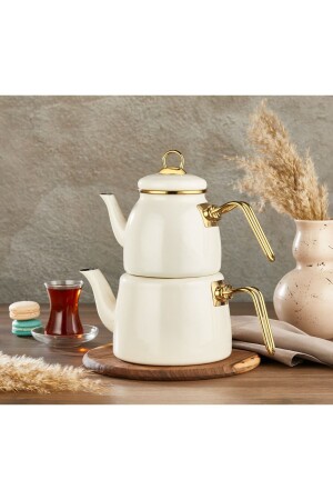 Monde Enameled White Teapot Set MC0505 - MEA CONCEPT