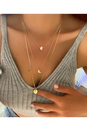 Mondperlen-Halskette aus dreifachem Gold - Everglow Jewelry