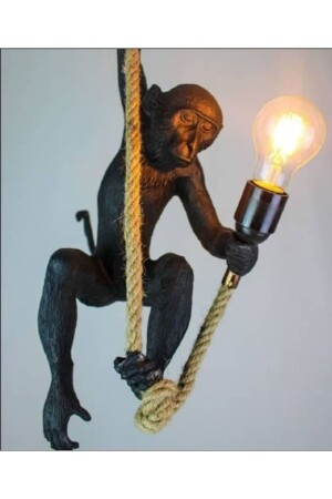 Monkey Chandelier Black Color with Rope Passing Electrical Installation Uda2023 - ufak dusler atölyesi