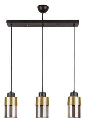 Mono Special Design Modern Kitchen - Living Room - Cafe Black Gold Color Smoked Glass 3-Piece Chandelier TYC00535755170 - Modavize