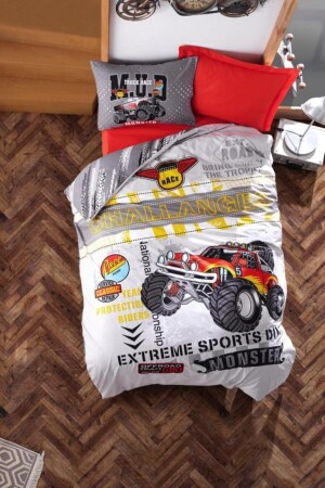 Monster - Rotes Junior-Einzelbettbezug-Set - Cotton Box