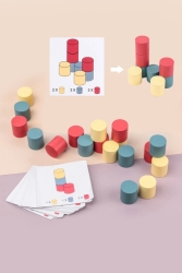 Montessori 3D-Zylinder, der pädagogisches Holzspielzeug anordnet – Holzgebäude-Puzzleblöcke q3 - Genel Markalar