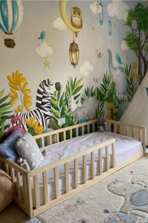 Montessori Baby And Child Bed Unisex Natural Wooden Bed MYLH - Loolpi Home