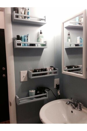 Montessori Bathroom Shelf 4-Piece Width 60 Cm Bathroom Wall Shelf 4-Piece Reverse Plain - MEK