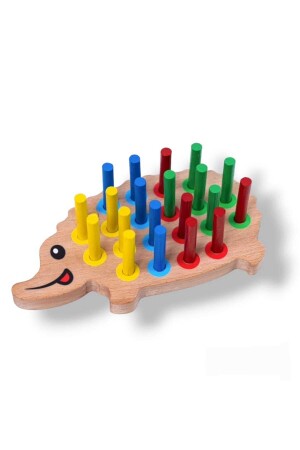 Montessori Educational Colorful Wooden Toy - Plug-in Colorful Wooden Hedgehog Toy - Muyudi
