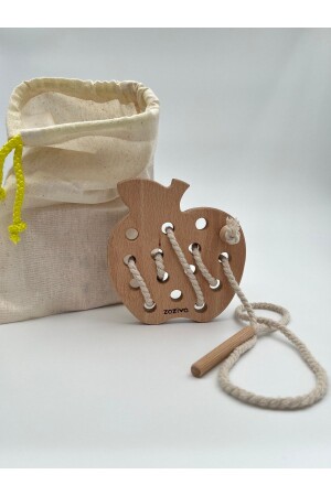 Montessori Educational Wooden Toy – Apple Stringing - Zoziva
