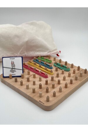 Montessori pädagogisches Holzspielzeug – Geoboard/Reifenfädeln Kinderspielzeug 034 - zoziva