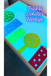 Montessori Işıklı Etkinlik Ve Oyun Masa (AYAKSIZ) 1 Yaş 16 Renk Ahşap Light Table (TABLA) ımtt - BİLMİŞ ÇOCUK