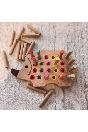 Montessori Wooden Plug-in Hedgehog Colorful - Kikadu