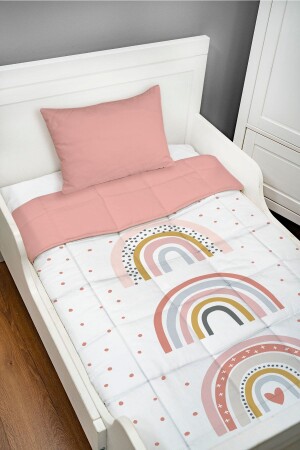 Montessori Yorgan Seti (95X195 CM) - Iconic Serisi - Üçlü Pembe Gökkuşakları ETICNTYRGS041 - Tuğba Kuğu