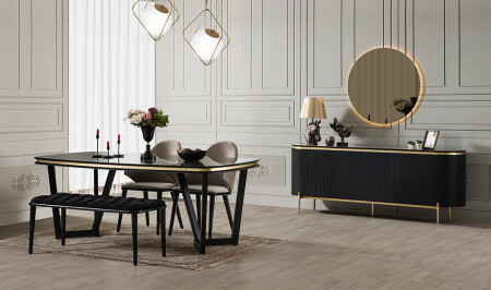 Mood Black Gold Dining Room - Cadde Yıldız