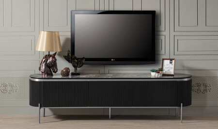 Mood Black Silver TV Stand - Cadde Yıldız