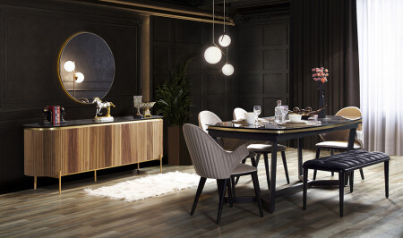 Mood Walnut Gold Dining Room - Cadde Yıldız